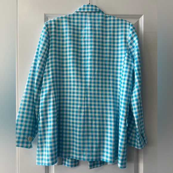 Zara Blue and White Sport Coat with Gingham Pattern - Picture 5 of 7